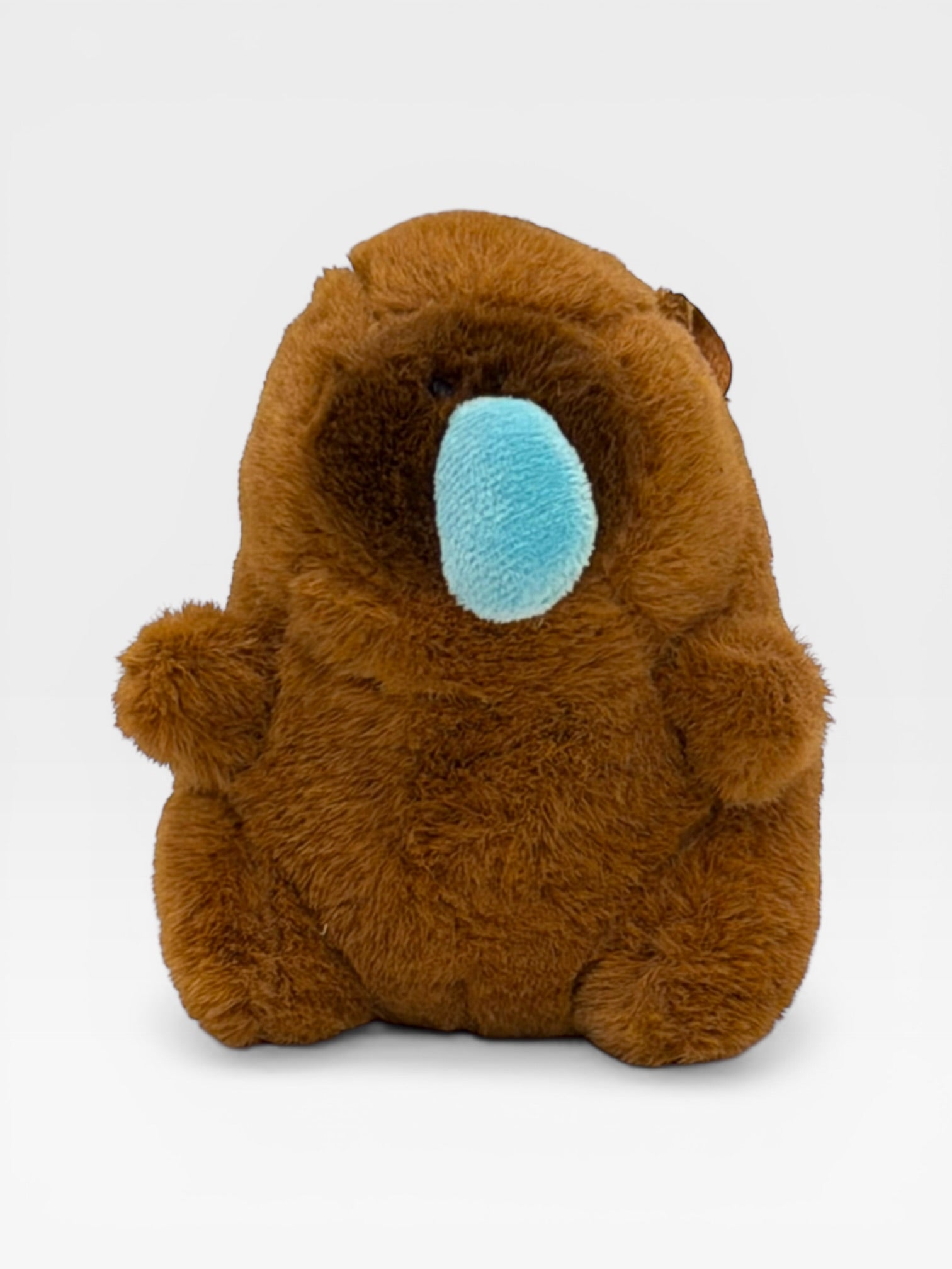 Capybara Plushie Keyring with a blue nose on a white background